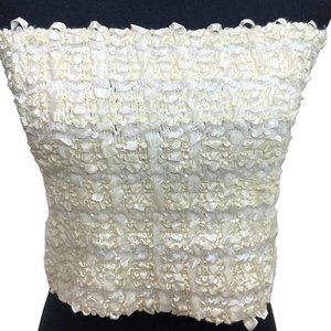 NR1 By Ned Gould Ivory Ribbon and Sequins Stretch Top Size 14 Cocktail Party